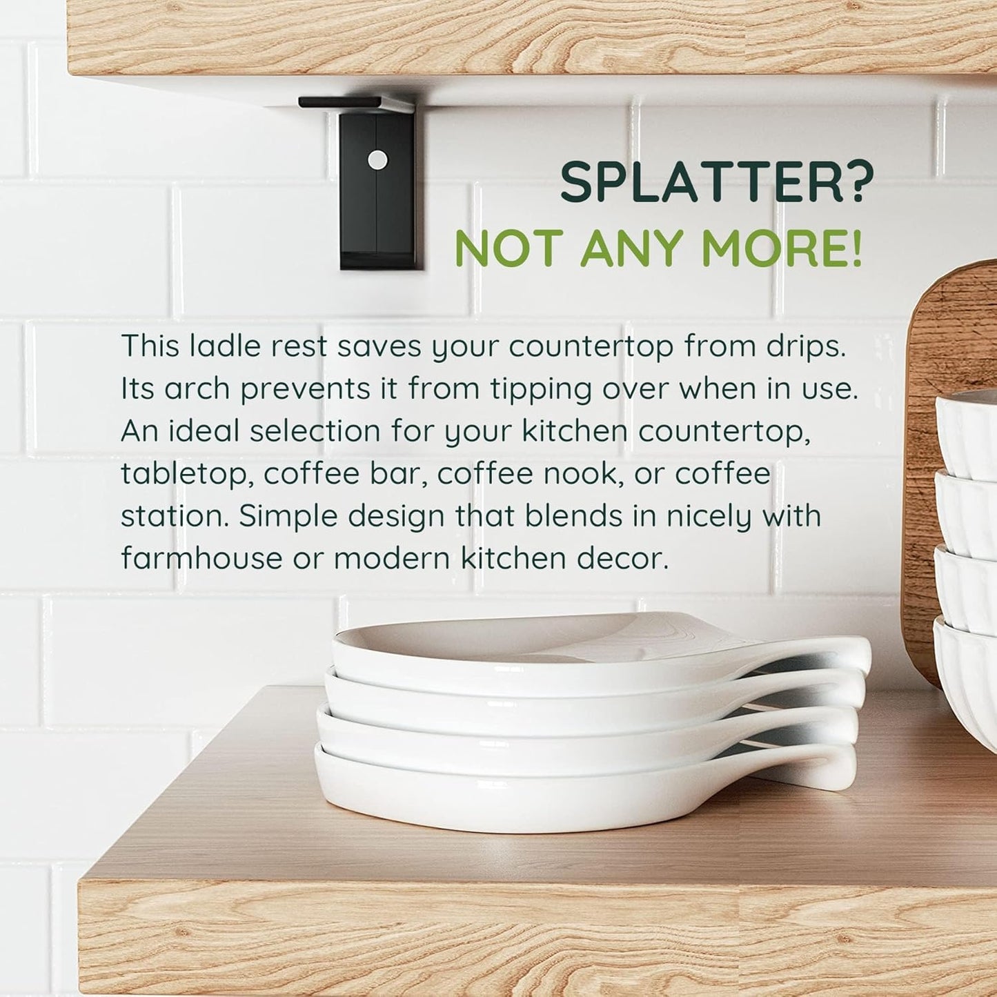 Porcelain Spoon Rest for Kitchen Counter Ceramic Small, 4.5 Inches Ladle Rest, Spoon Holder for Stove Top, Spatula Accessories for Countertop, Set of 4, White