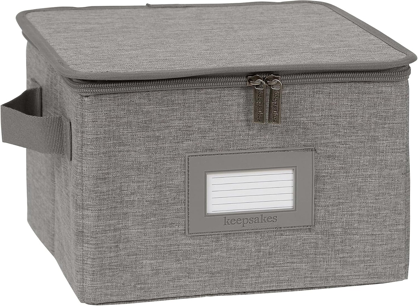 Covermates Keepsakes Dish Storage Box - Stackable, Reinforced Handles, China Storage, Grey Heather