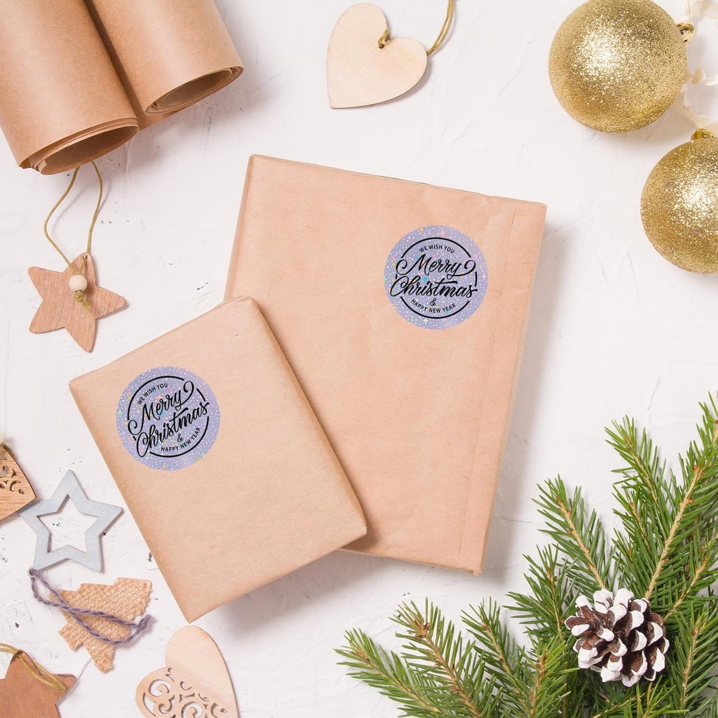 2''Holographic Thermal Label,Round Self-Adhesive Direct Thermal Label,Thermal Stickers for DIY Logo Design,Name Tag (300/Roll Purple Starry Sky