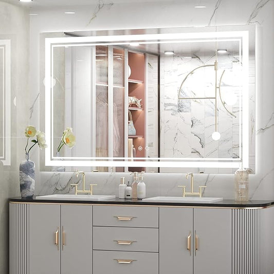 Keonjinn 48 x 30 Inch LED Mirror Lighted 6000K(Horizontal or