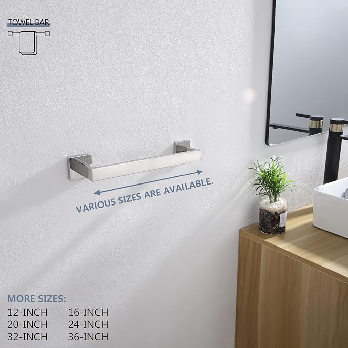 KOKOSIRI 12-Inch Single Towel Bar 2 Pack, B4003CH-L12-P2