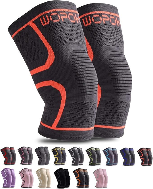 Knee Brace Sleeves for Weightlifting Working out, Knee Pain Relief for Meniscus Tear Arthritis ACL MCL (2 Pack)