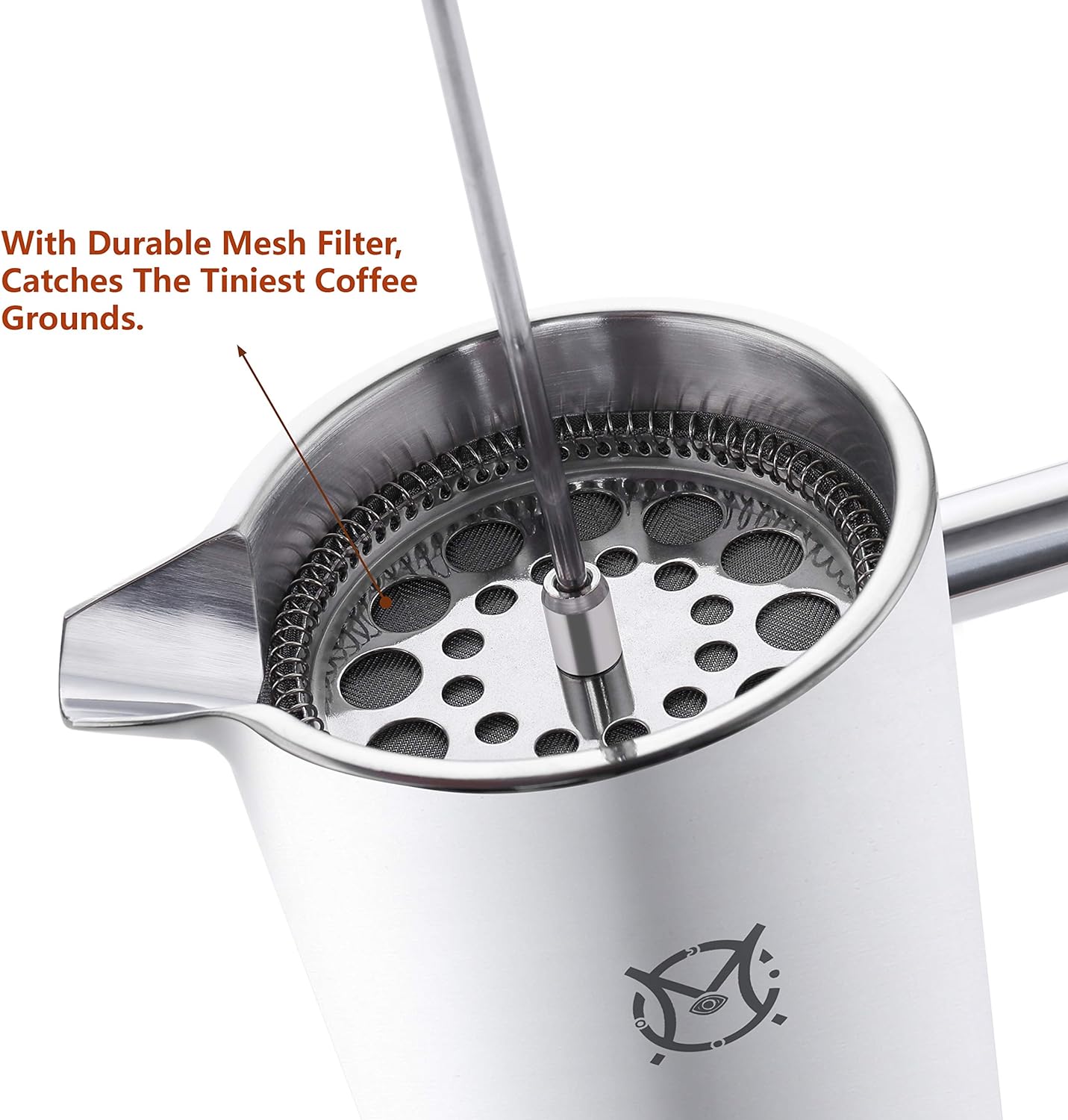 French Press Coffee Maker – Single Serve 1 Cup Small Stainless Steel Thermal Double Walled French Press 350ML/12OZ