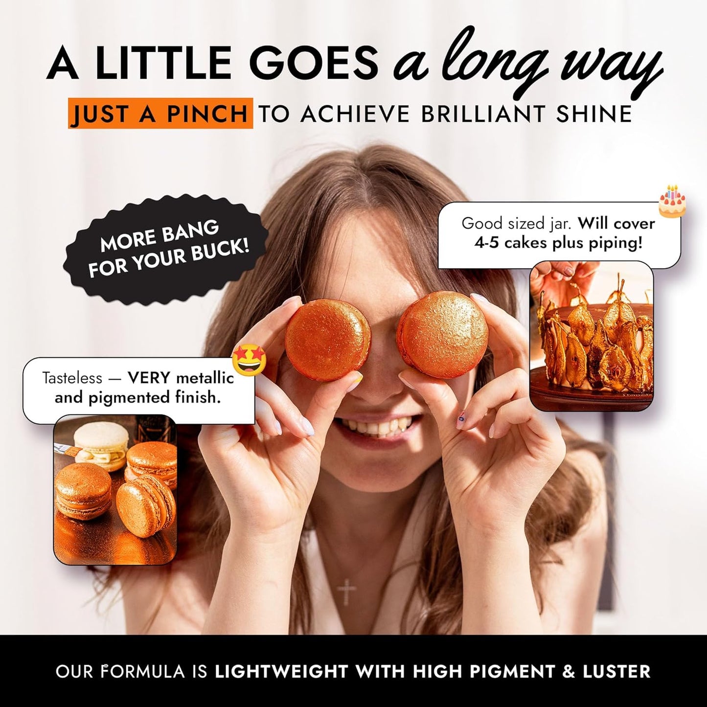 MONÉGASQUE Orange Edible Glitter for Drinks 15g – Edible Glitter for Cakes & Cocktails – Halloween Cake Decorations Sprinkles & Cupcake Luster Dust – Cocktail Drink Shimmer Powder & Orange Chocolate