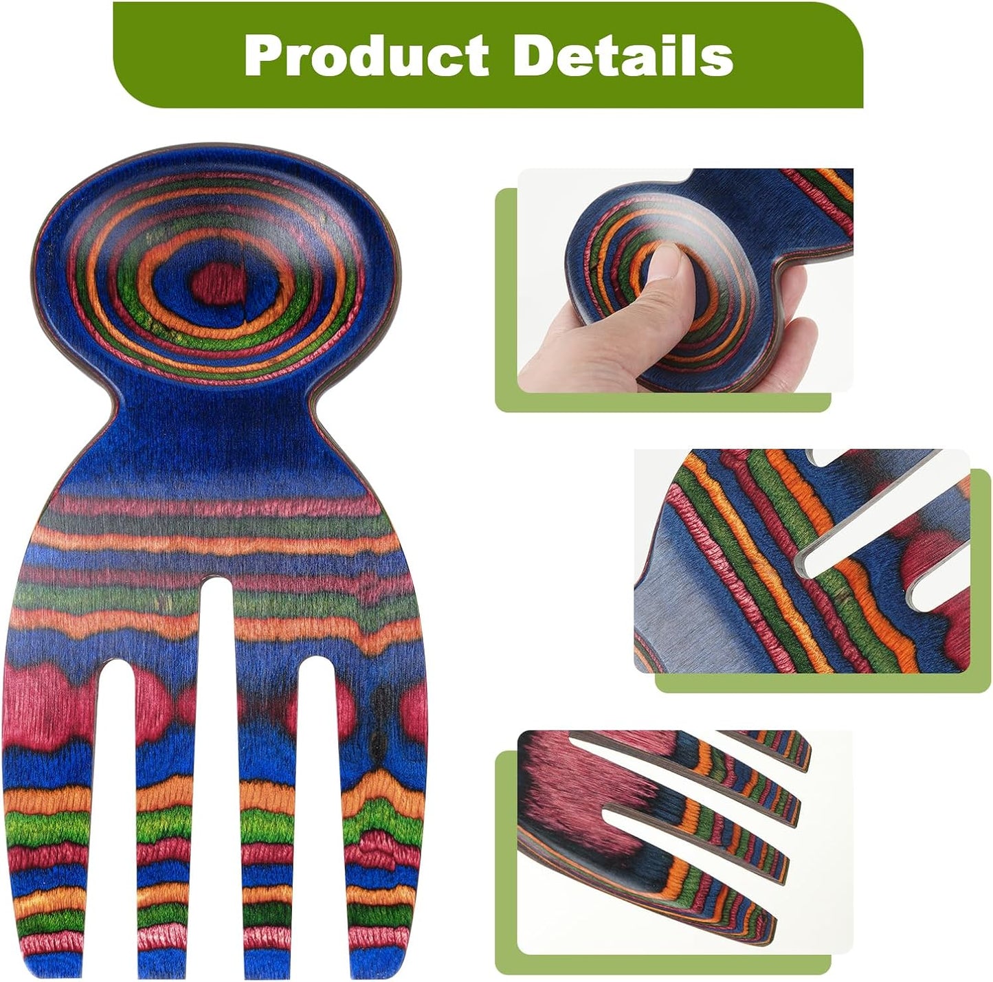 Salad Tongs, Salad Hand, Pakkawood Salad Tongs for Serving, Serving Utensils Set Salad Servers Set Kitchen Cooking Utensil