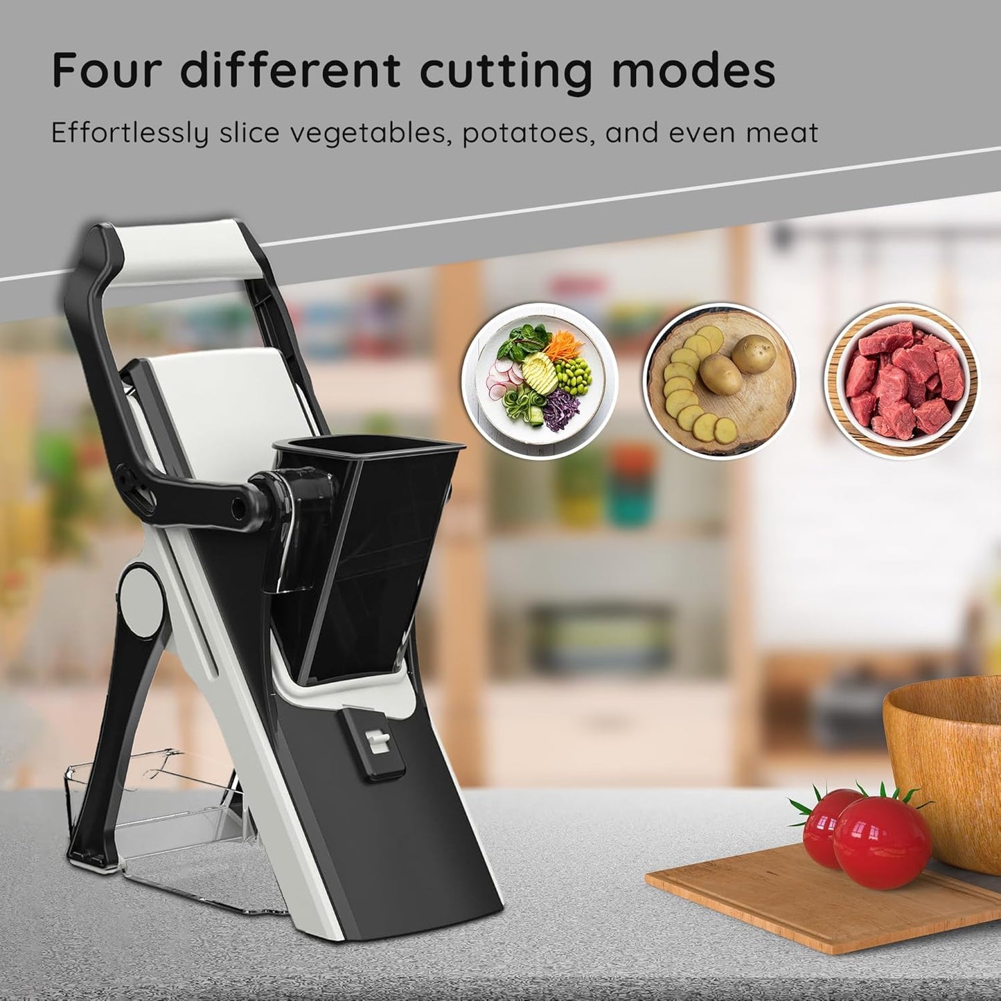 Mandoline Food Slicer - Multi Vegetable Chopper & Food Veggie Cutter with Stainless Steel Blades - Onion, Carrot & Potato Slicer for Cooking & Kitchen Meal Prep