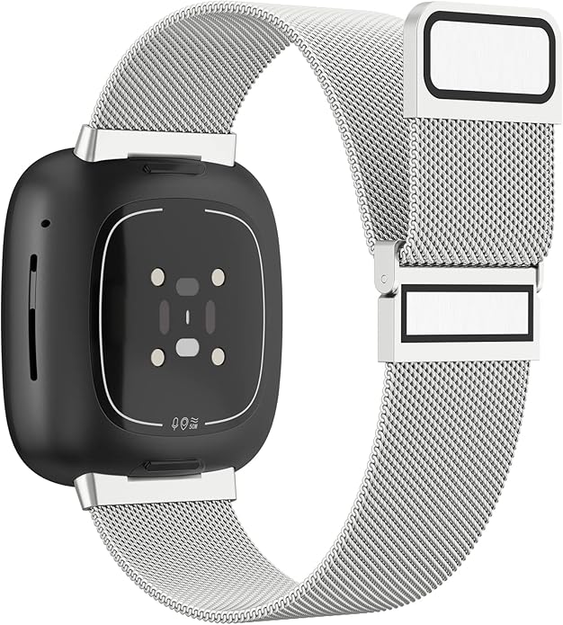 Meliya Metal Band for Fitbit Sense 2 / Sense Bands, Fitbit Versa 4 / Versa 3 Bands Women Men, Stainless Steel Mesh Magnetic Replacement Bracelet Strap for Fitbit Sense 2 / Versa 4 Smartwatch