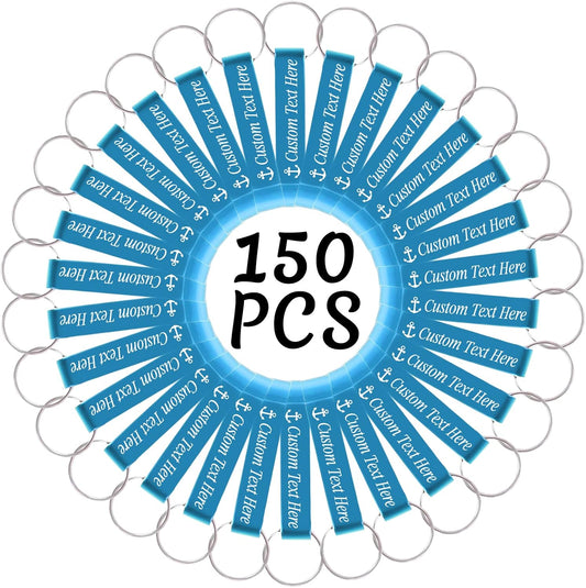 150PCS Personalized Bottle Opener Keychain Bulk Custom Beer Bottle Opener with Logo Text Engraved Wedding Bottle Opener Favors Customized Gifts for Guests Baby Shower Birthday Party-Sky Blue