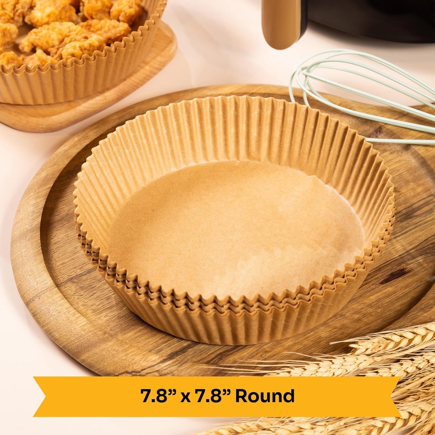 Mindful Design Air Fryer Paper Liners,125Pcs Parchment Paper, Air Fryer Disposable Liner for Microwave, Non-Stick Round Free of Bleach (8IN)