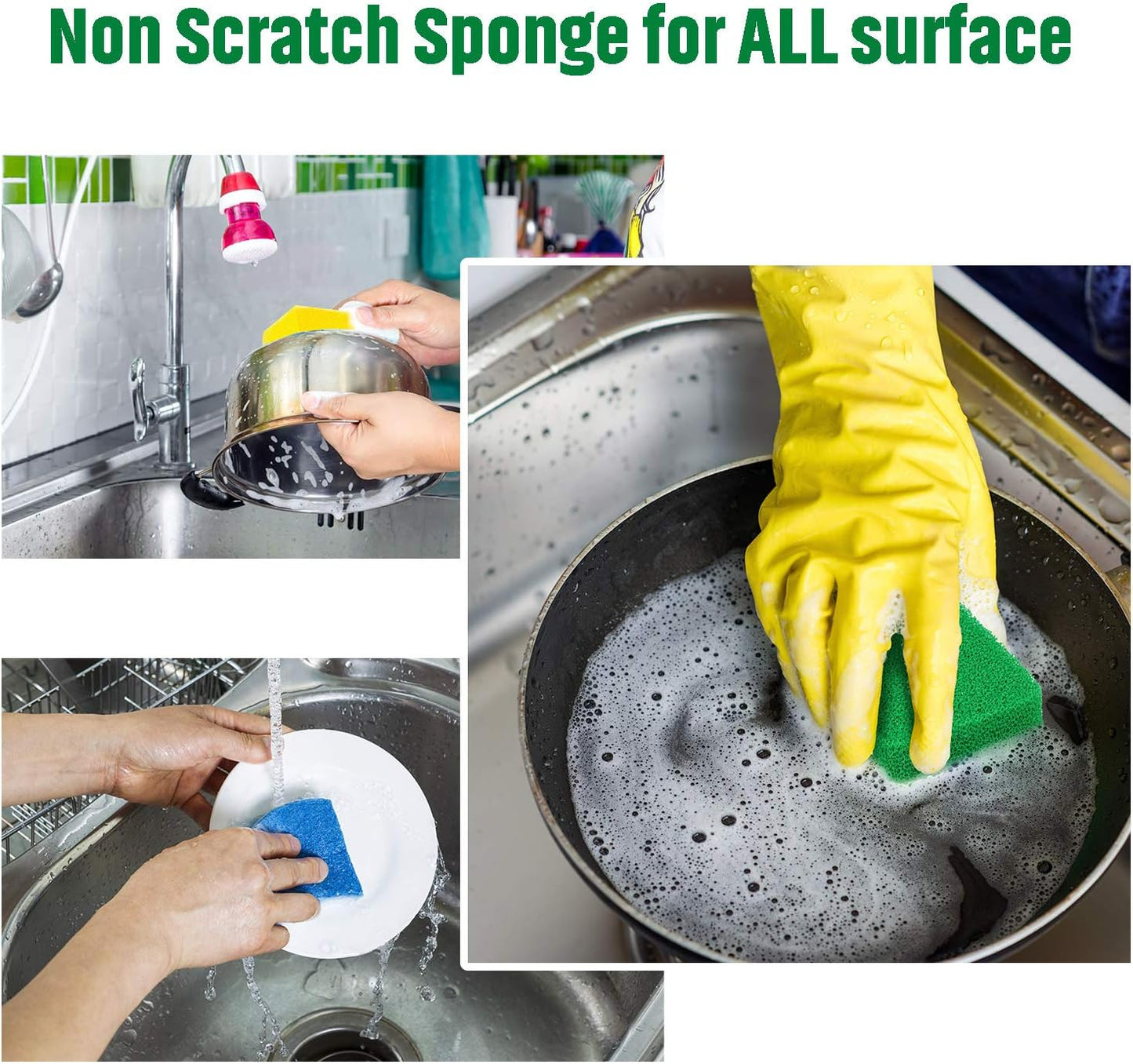 Patelai 10 Pieces Silicone Dish Sponge Silicone Scrubber Reusable Kitchen Scrubbing Cleaning Sponge Soft Dish Scrubber for Fruit Vegetable(Square Sponge)