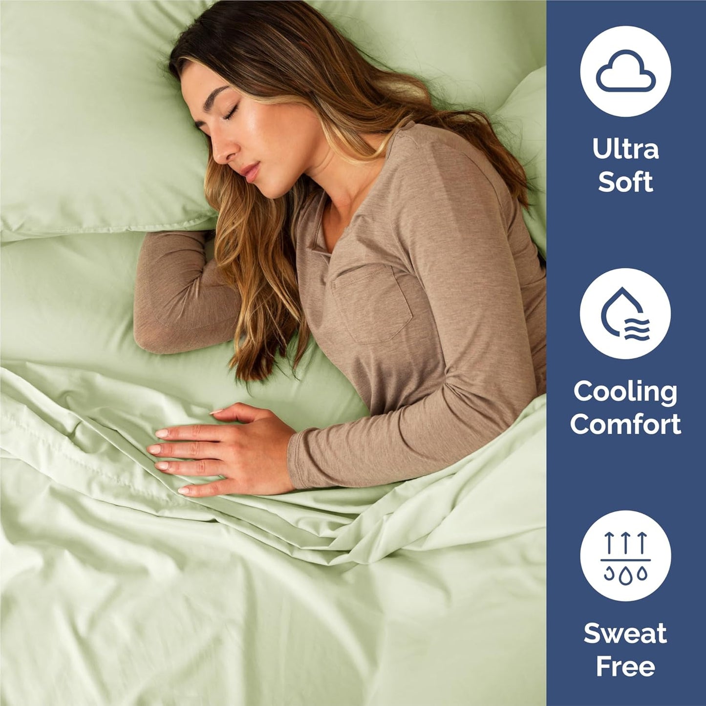 King Size 4 Piece Sheet Set - Comfy Breathable & Cooling Bed Sheets Set - Hotel Luxury Bedding for Women, Men, Kids, Teens, Boys & Girls - Deep Pockets and Wrinkle Free - Oeko-Tex - Light Sage Green