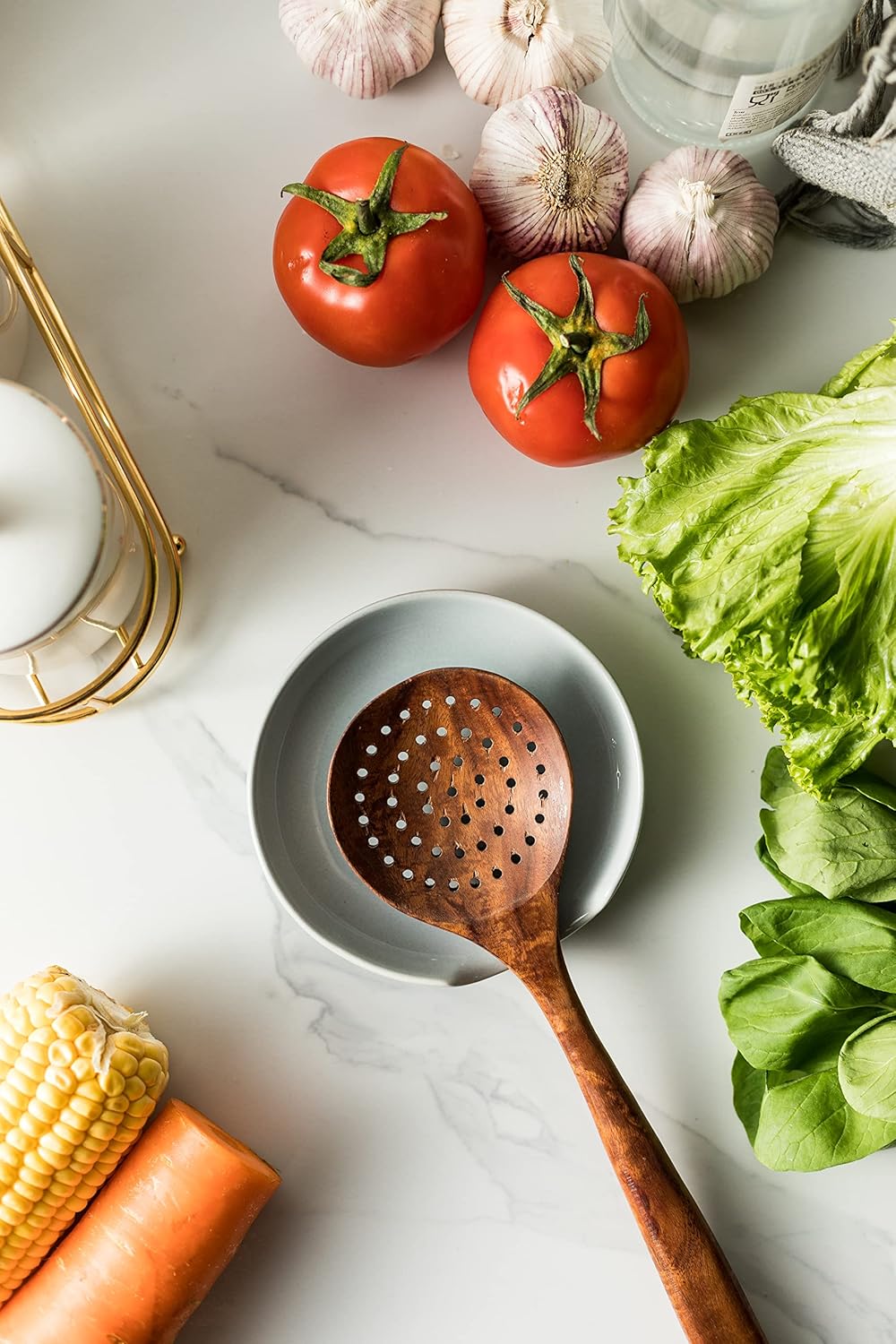 Ceramic Spoon Rest for Kitchen Counter, Kitchen Spoon Holder for Stove Top, Cooking Utensil Rest with Drip Tray for Ladles Tongs Spatula, Dishwasher Safe, Light Gray