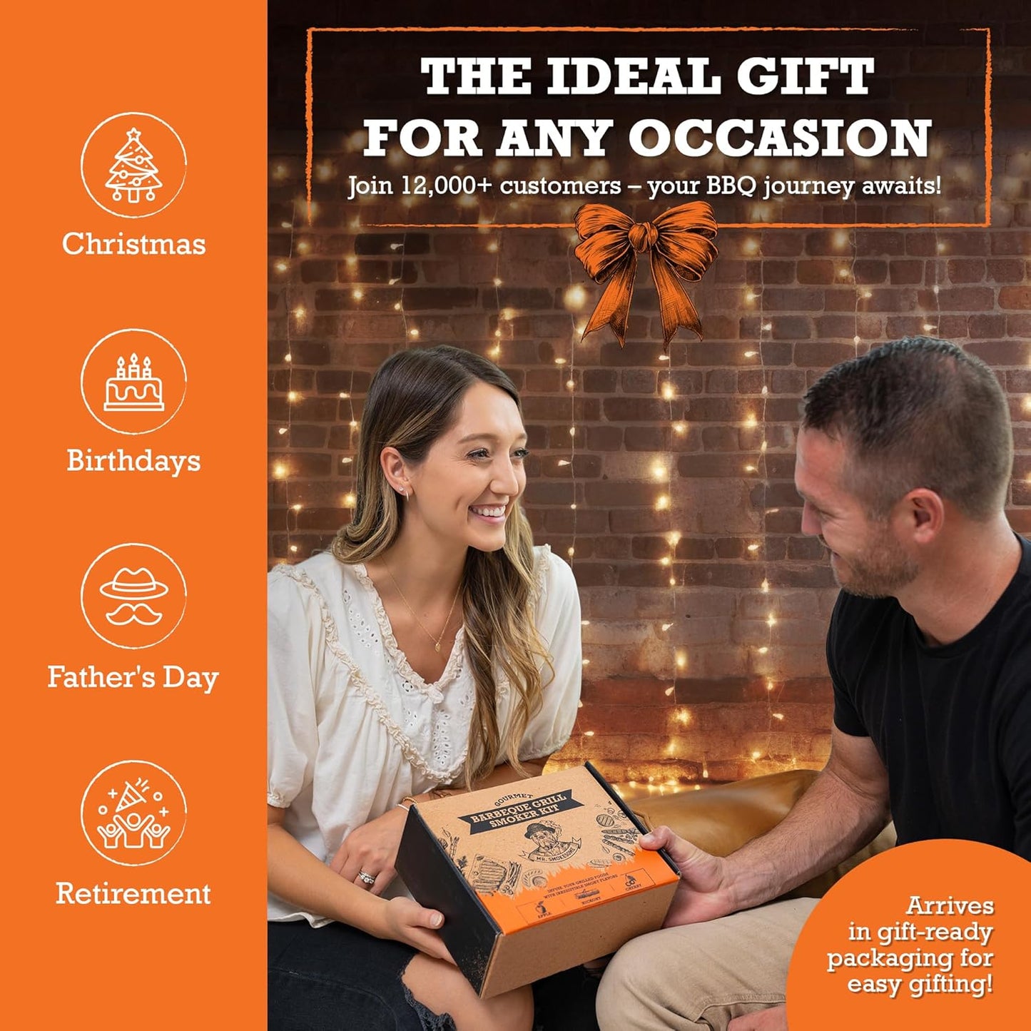 Wood Smoked BBQ Grill Set | 12 Pcs Grill Kit | Smoker Box BBQ Gifts for Men | Smoked Meat Accessories & Grilling Gifts for Men | Unique Barbecue Gifts for Smoker Grill Enthusiasts | BBQ Accessories