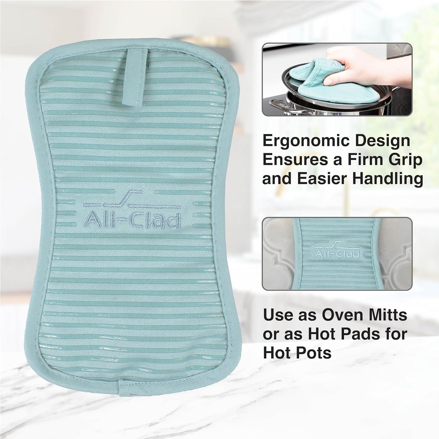 All-Clad Premium Pot Holder & Hot Pad: Heat Resistant up to 500 Degrees - 100% Cotton, 10"x6.25" Hot Pad for Kitchen and Barbeque, 1-Pack, Rainfall