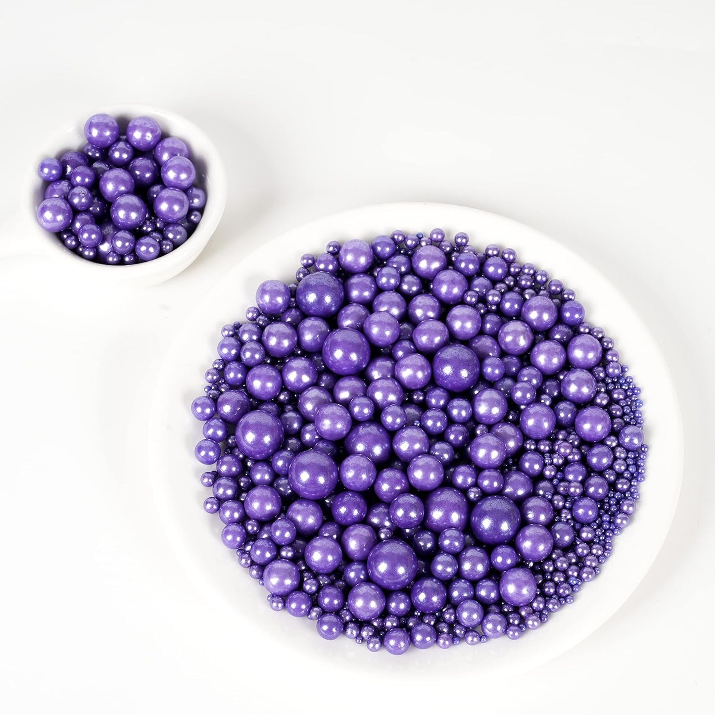 Kasvan Purple Pearl Sugar Sprinkles - Edible Candy Pearls 130g/4.58 Oz, Mix Size, Baking Cake Decorations, Ice Cream Toppings and Cookie Decorating, Wedding Party Chirstmas Supplies