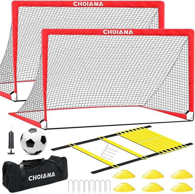Kids Soccer Goals for Backyard Set of 2 6X4ft Portable
