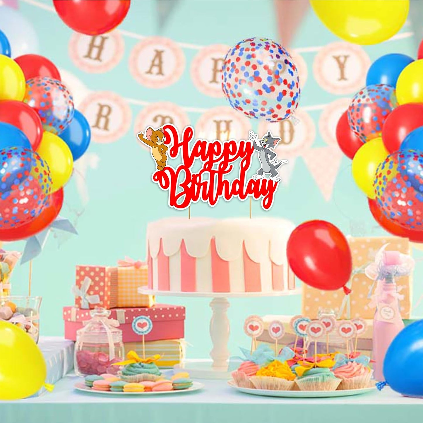 Tom & Jery Happy Birthday Cake Topper