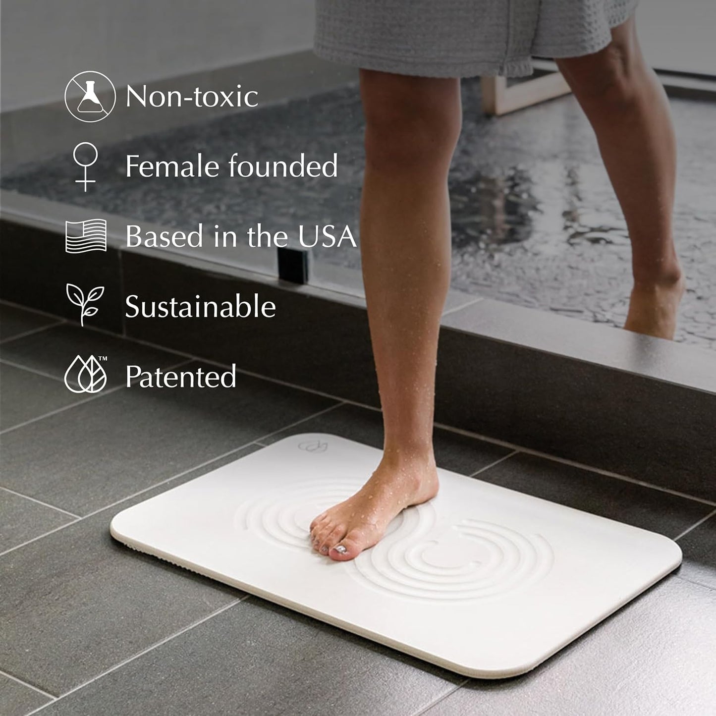 Dorai Home Bath Stone Mat 23.6"x15.4"| Luxury Diatomite Stone Bath Mat |Quickly Removes Water | Non-Slip, Quick-Dry Stone Bath Mat for Bathroom | Zen Sandstone - 2 Pack