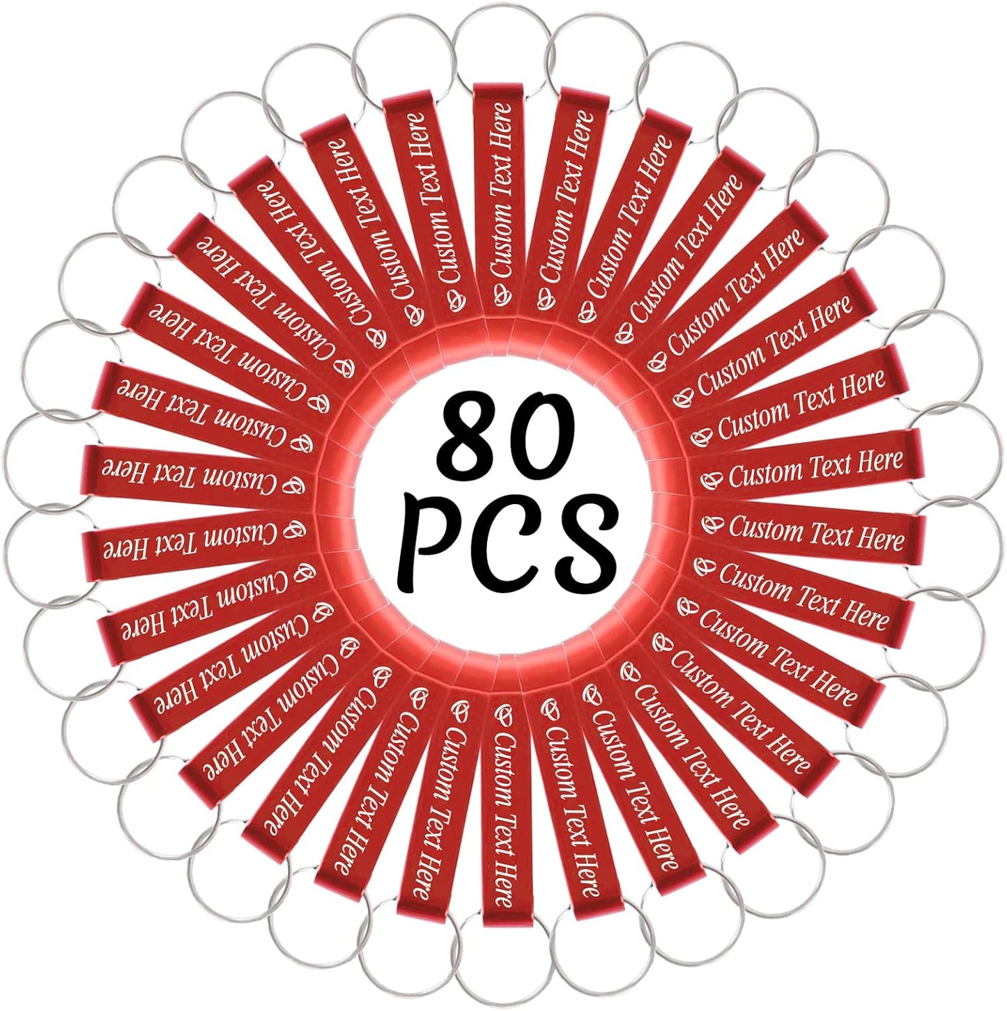 80PCS Personalized Bottle Opener Keychain Bulk Custom Beer Bottle Opener with Logo Text Engraved Wedding Bottle Opener Favors Customized Gifts for Guests Baby Shower Birthday Party-Red