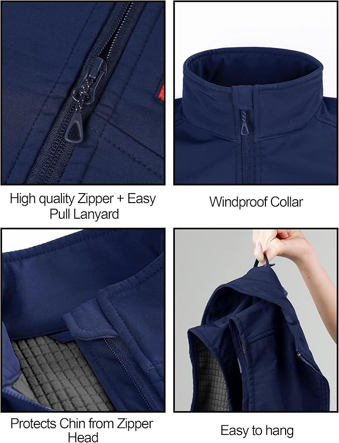 KUTOOK Men’s Softshell Sleeveless Jacket Winter Warm Fleece Outerwear Vests for Cycling Golf Hiking