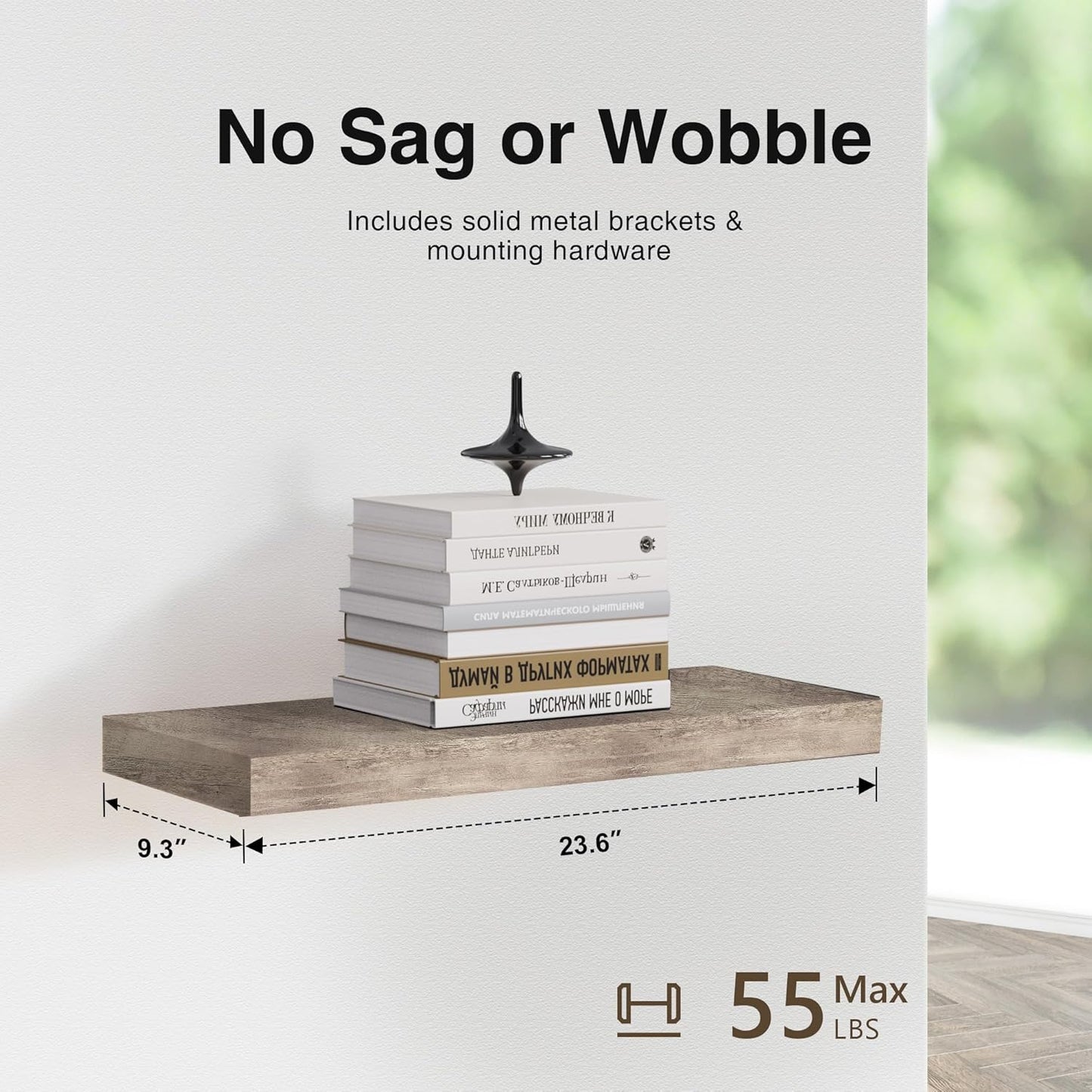 Colima Floating Shelves for Grey Wood Wall Shelf for Bedroom, 24 Inch Wall Mounted Floating Shelves for Bathroom Living Room Kitchen Office, 1.5" Thick Floating Book Shelves for Wall, Set of 3