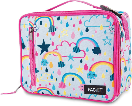 PackIt Freezable Classic Lunch Box, Rainbow Sky, Built with EcoFreeze Technology, Collapsible, Reusable, Zip Closure With Zip Front Pocket and Buckle Handle, Perfect for School Lunches
