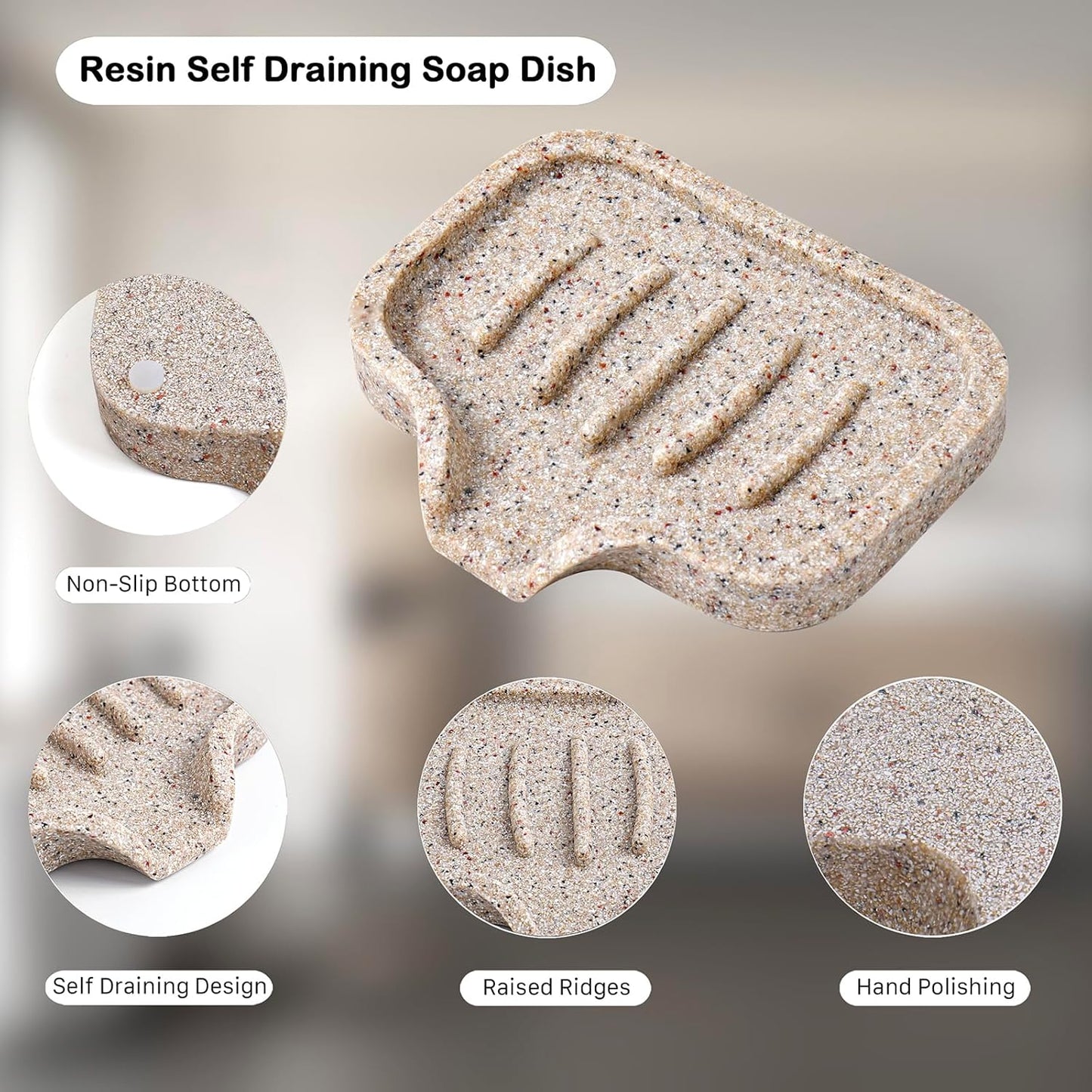 Self Draining Soap Dish- Bar Soap Holder for Shower, Large Soap Savers Soap Tray Sponge Holder for Kitchen Bathroom Bathtub Sink, Linen