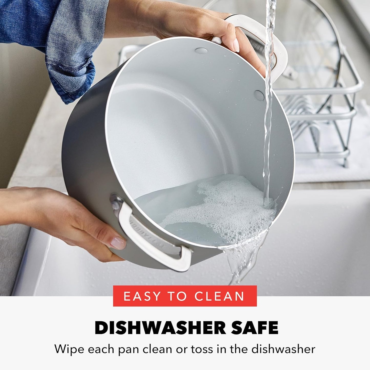 GreenPan x Bobby Flay 6QT Stockpot with Glass Lid, PFAS-Free Diamond Ceramic Nonstick Pot, Induction Suitable, Easy Clean Dishwasher & Oven Safe, Quick Heating, Pasta, Soups, Graphite