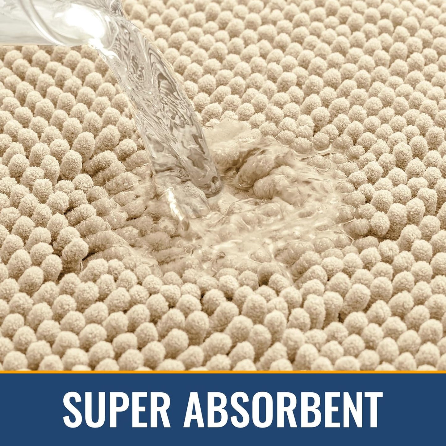 Arotive Bathroom Rugs 47x24, Extra Soft Absorbent Shaggy Chenille Bath Rugs, Machine Washable Rubber Backing Non-Slip Bath Mats for Bathroom Floor Tub and Shower, Home Decor Accessories, Beige