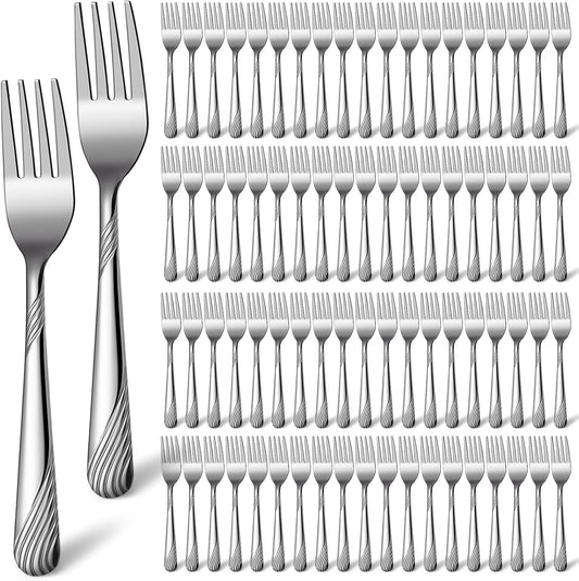 Minatee 150 Pcs Metal Dinner Forks Bulk Set 6.9 Inches Stainless Steel Forks Silverware Flatware Salad Cutlery Mirror Polished for Home Kitchen Restaurant Eating Silverware Utensils