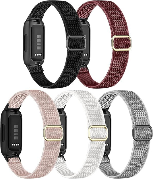 5 Pack Stretchy Nylon Compatible with Fitbit Inspire 3 Bands for Women Men, Elastic Adjustable Soft Sport Strap Replacement Wristband for Fitbit Inspire 3 Bands/Fitbit Inspire 2