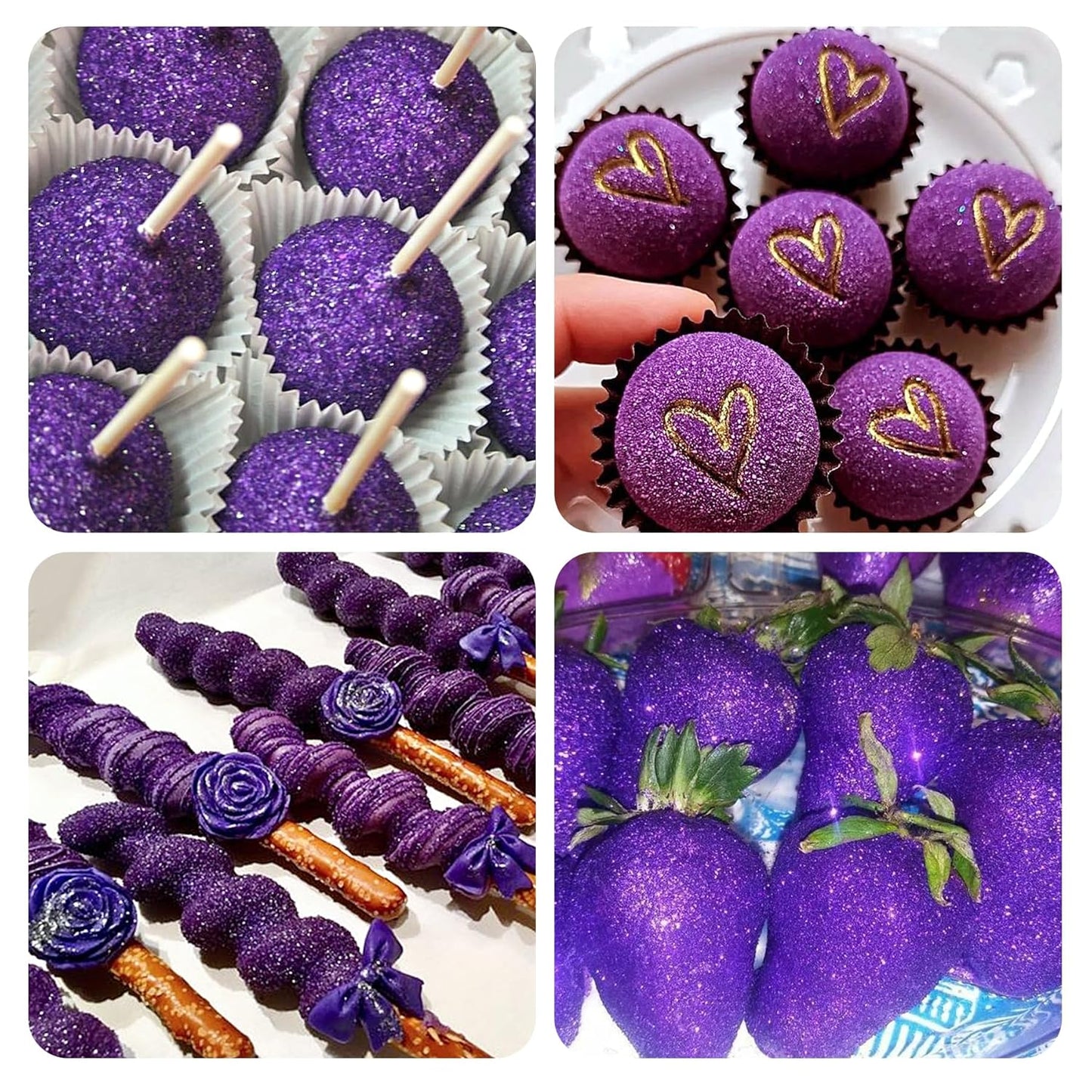 Purple Edible Glitter Spray - 10g Edible Purple Glitter for Cakes Food Grade Metallic Shimmer Powder Cake Sprinkles for Cookie Decorating Chocolate Strawberry