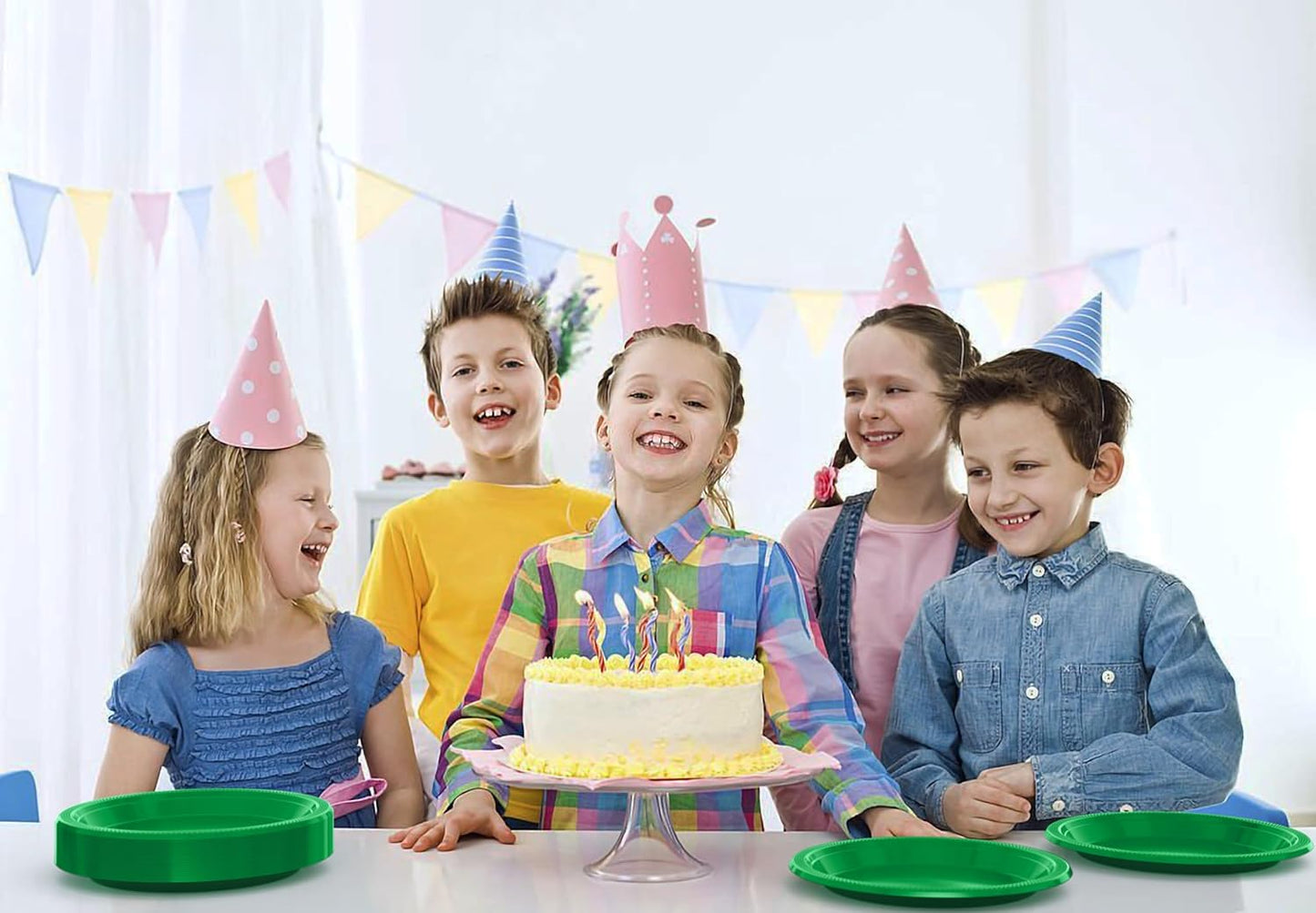 Exquisite Party Solids Emerald Green Plastic Plates For Party 9" Emerald Green Disposable Plates Heavy Duty Supplies 100 Pcs Plastic Dinnerware Sets Heavy Duty 350 GSM Disposable Dinnerware Set