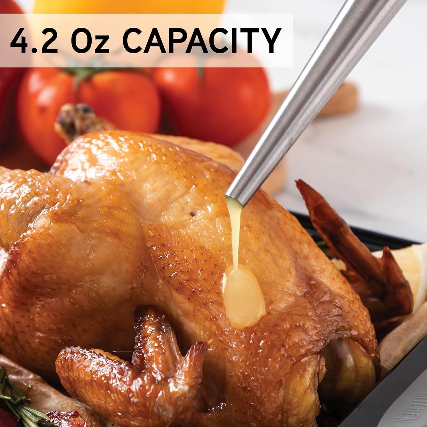 COOK WITH COLOR Turkey Baster with Cleaning Brush - Food Grade Syringe Baster For Cooking, Deluxe Set, Black