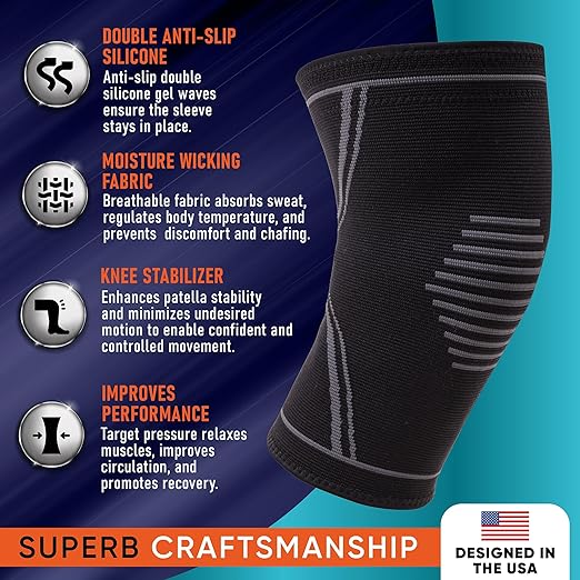 Knee Brace for Women & Men, 2-Pack Knee Compression Sleeves for Pain Relief and Workout – Ideal for Gym, Running, Arthritis, ACL, Meniscus Tear Recovery (Beige, Medium)