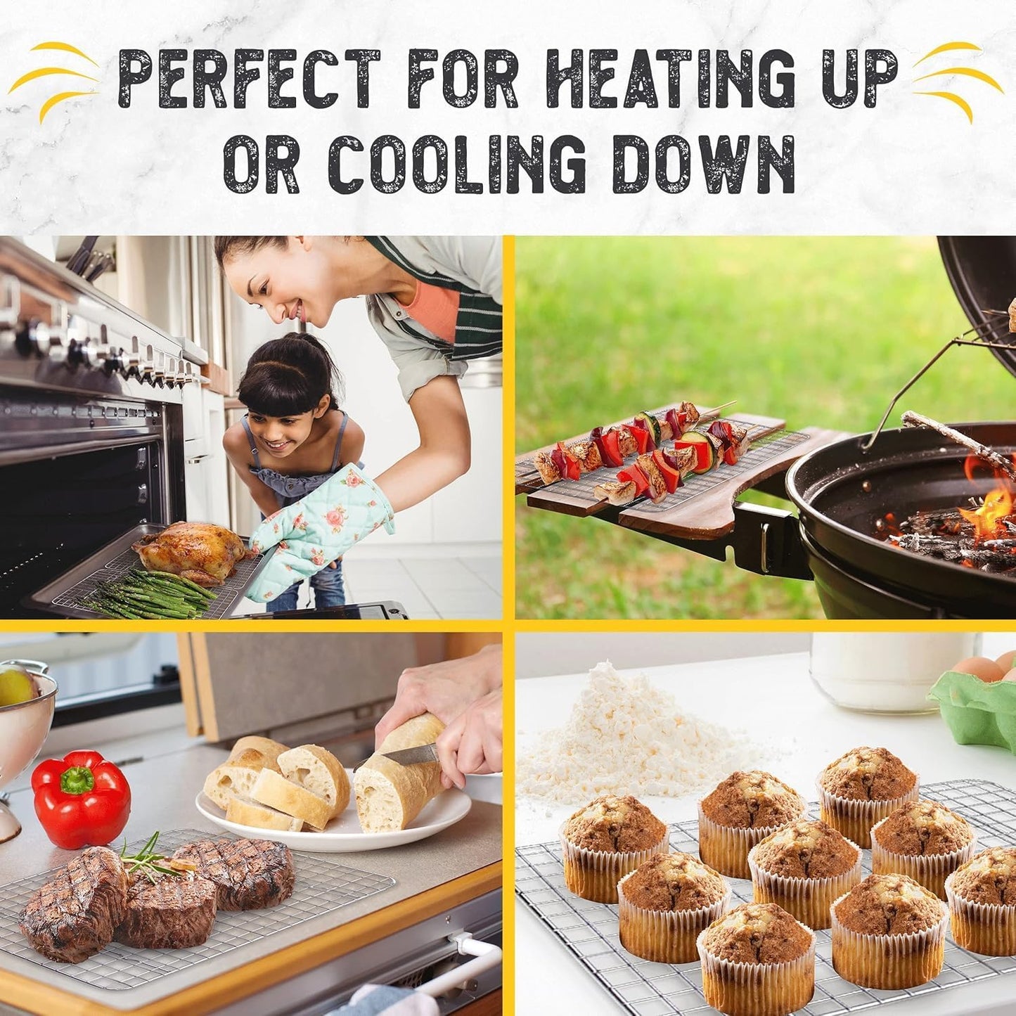 Checkered Chef Cooling Rack for Cooking and Baking - 10" x 15" Stainless Steel, Oven Safe Grid Wire Cookie Cooling Racks