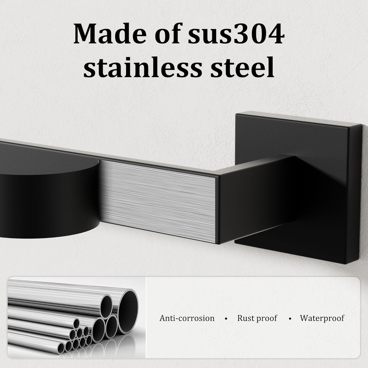 Alise Black Towel Bars,27.56 Inch Towel Holder Towel Racks for Bathroom and Lavatory,SUS304 Stainless Steel Hand Towel Hanger Rail Wall Mount,Useable Length 25.79 Inch Towel Bar, GYT070-B