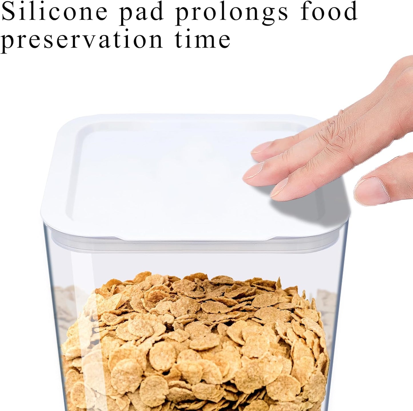 Cereal Dispenser Countertop, 5L Cereal Containers Storage Dispenser for Pantry, Large Dry Food Cereal Dispenser, Not Easy to Crush Cereal, Can Hold Oatmeal, Candy, Snack, Grain, Pet Food (White, 1Pc)