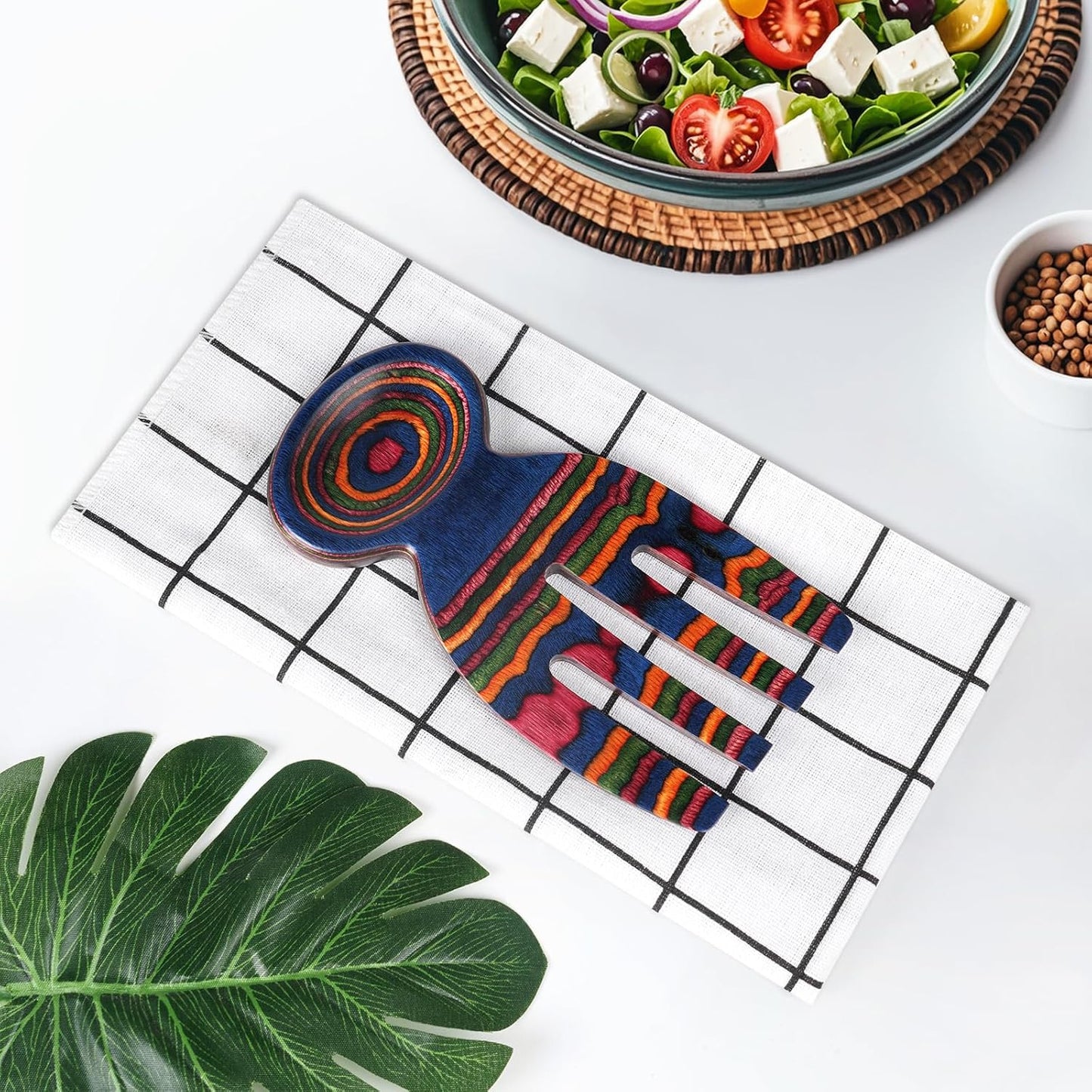 Salad Tongs, Salad Hand, Pakkawood Salad Tongs for Serving, Serving Utensils Set Salad Servers Set Kitchen Cooking Utensil