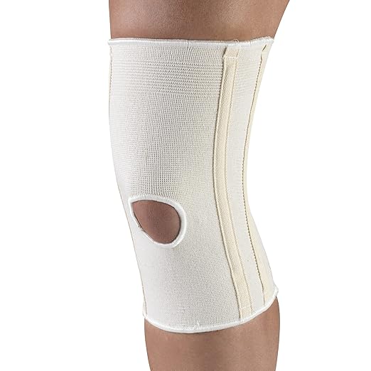 Knee Brace Flexible Stays Knit Elastic, White, Medium