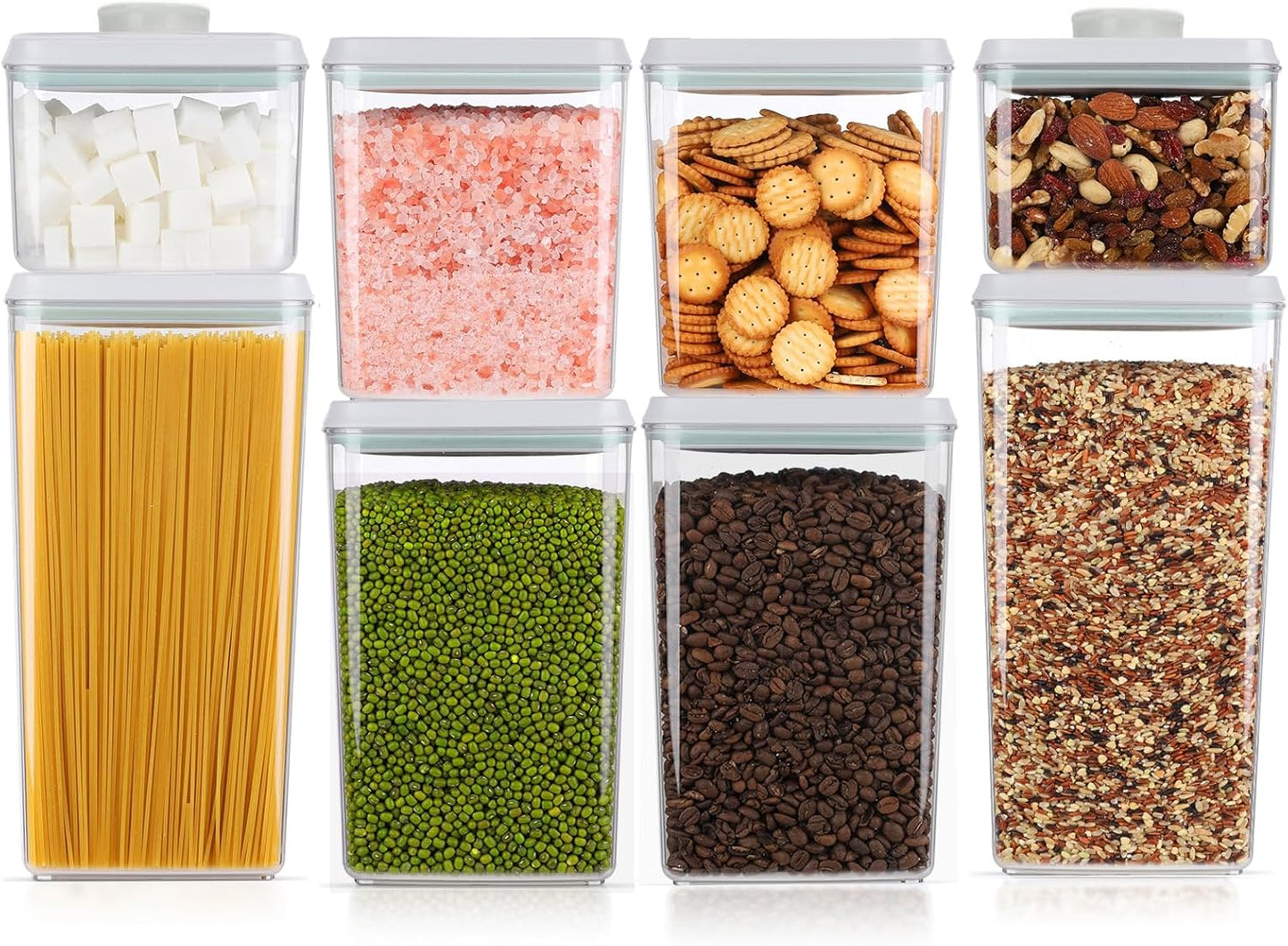 8 Pcs Pop Food Storage Containers Airtight Food Storage Containers Set with Lids Kitchen Pantry Organization and Storage, 3.4Qt, 2.8Qt, 2.1Qt, 1.2Qt