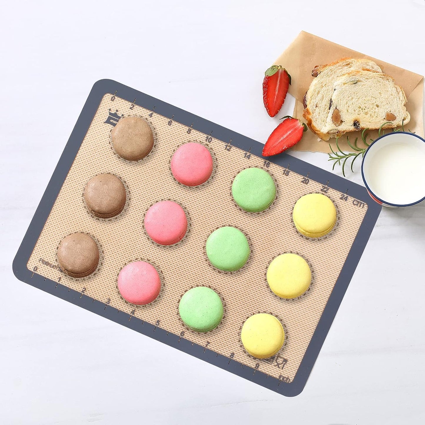 Silicone Baking Mat Set of 6, GUANCI Grade Food Baking mats Non-Stick Reusable Pizza Bakeware Mat for Making Macaroon, Pizza, Cookie, Pastry, Bread, Bun(Grey)