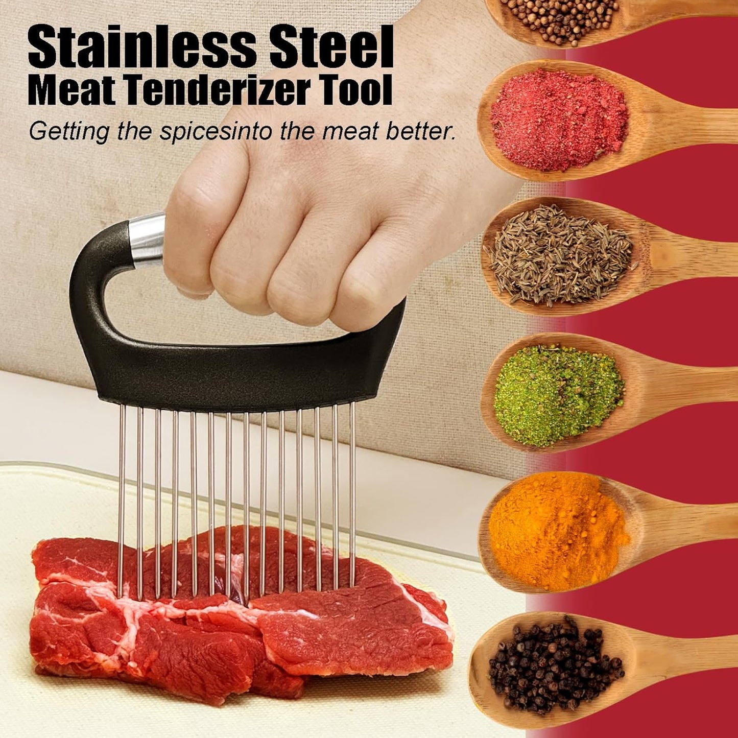 Onion Slicer with Protective Cover - Stainless Steel Cutter for Slicing Tomatoes, Potatoes, Avocados - Multiuse Vegetable Chopper and Meat Tenderizer