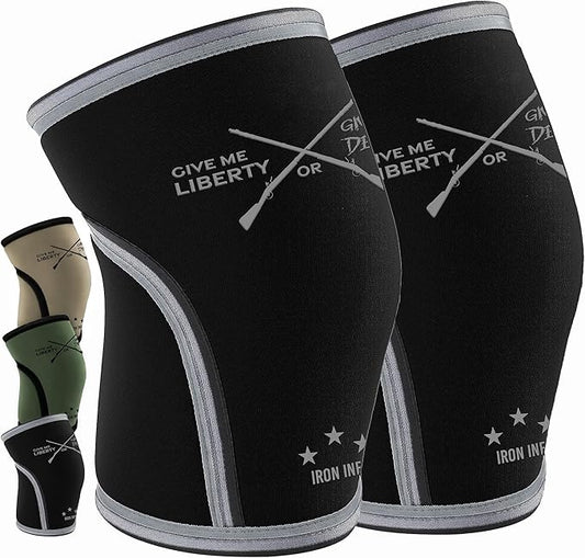 Knee Sleeves for Weightlifting & Powerlifting (7mm Pair) For Men & Women - Knee Wraps for Weight Lifting, Squats, Fitness, Gym Workout, Crossfit - IPF Approved Knee Compression Sleeve Support