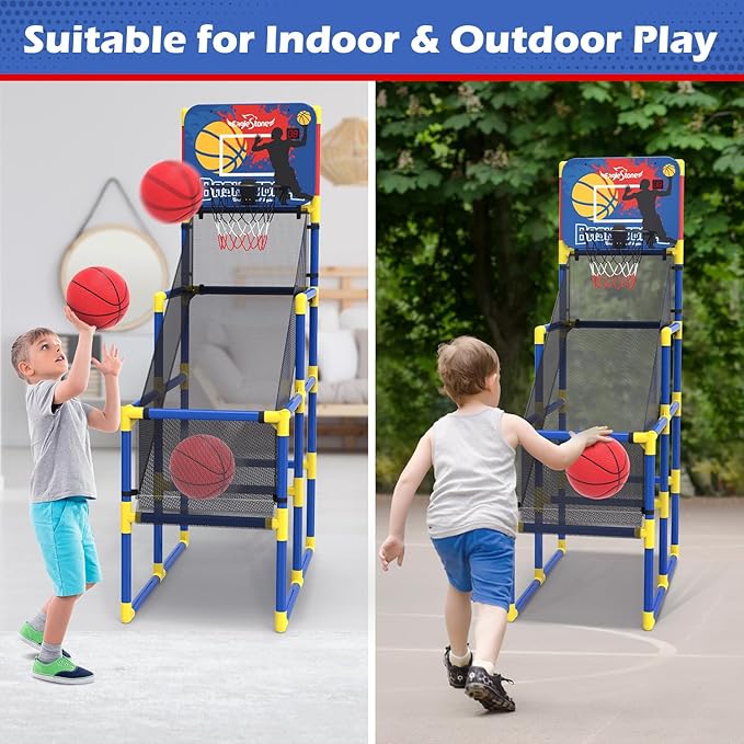 Kids Basketball Hoop Arcade Game W/Electronic Scoreboard Cheer Sound W/4 Balls, 3-6 5-7 5-7 8-12 8-12 Toddlers