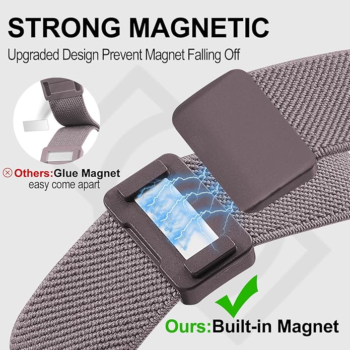 Magnetic Stretchy Nylon Compatible with Fitbit Charge 6 Bands/Fitbit Charge 5 Bands, Elastic Fabric Sport Adjustable Wristband Strap for Charge 5/6 Smartwatch Women Men