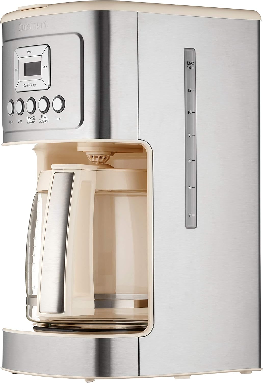 Cuisinart Coffee Maker, 14-Cup Glass Carafe, Fully Automatic for Brew Strength Control & 1-4 Cup Setting, Stainless Steel, DCC-3200CRM, Cream.