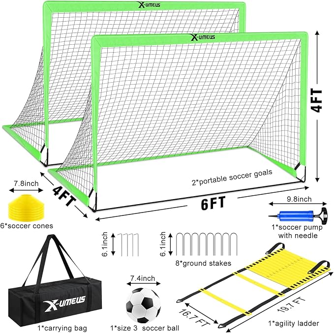 Kids Soccer Goals for Backyard Set of 2 6x4 ft
