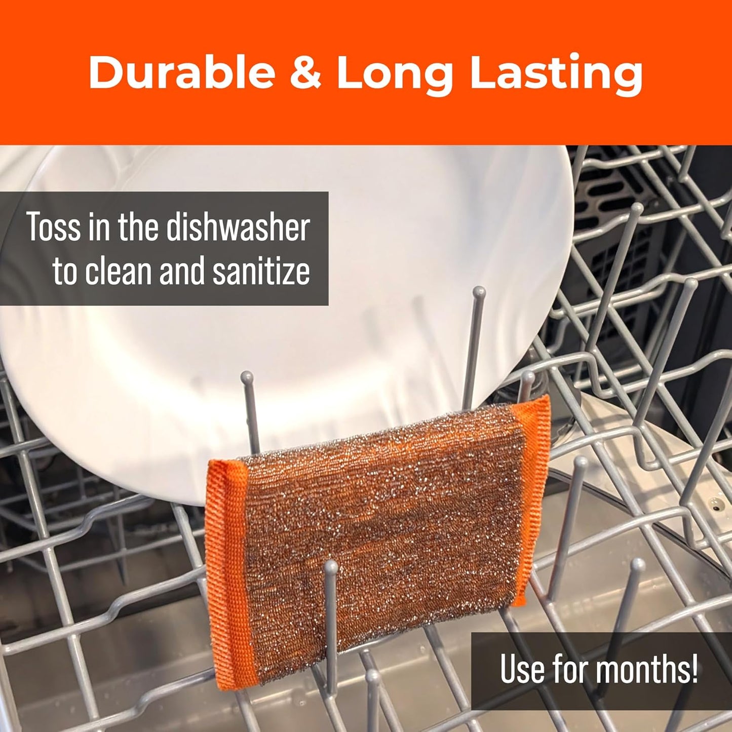 Heavy-Duty Steel Wool Scrubber Sponges 4 Pack – Stainless Steel Cleaning Pads for Dishes, Pots, Pans, Grills & Ovens – Durable Multi-Surface Kitchen Scrubbing Tools for Tough Grease & Burnt Food