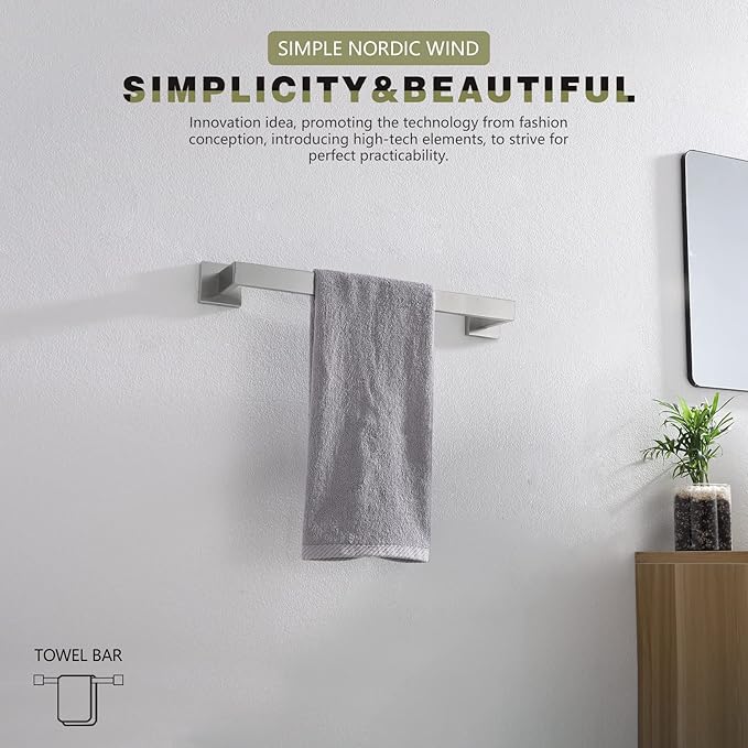 KOKOSIRI 16-Inch Single Towel Bar SUS304 Stainless B4003BR-L16